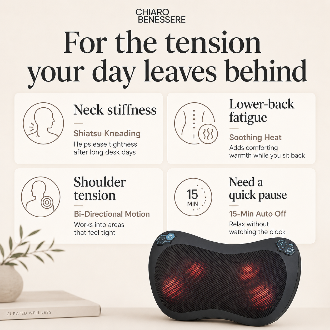 Chiaro Restor Pillow Heating and massaging pillow